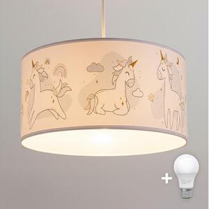 Brilagi - LED detský závesný luster BOBO 1xE27/60W/230V, priemer 35 cm, biela / motív jednorožcov