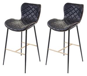 Barová stolička E55 (SET 2 ks) ~ čierna / zlatá podnož - Čierna