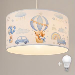 Brilagi - LED detský luster na lanku BOBO 1xE27/60W/230V, priemer 35 cm, modrý/medvedíky
