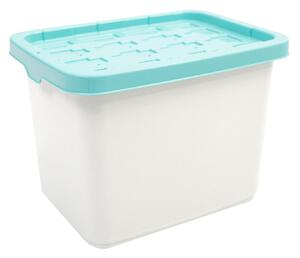 Doloni Úložný box s vekom 37x27x27 Biela/Tyrkysová