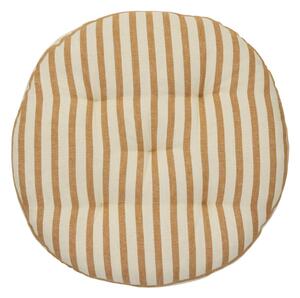 Okrúhly sedák na stoličku Stripes Off white / Dark honey Ø 45 cm