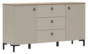 KONDELA Komoda, sivohnedá Taupe/dub silverjack, DOMCA 2D3S