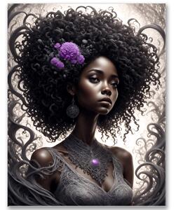 Elegantný portrét černošky s afro účesom - obraz na plátne 30x40cm