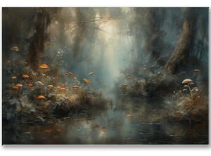 Tajomný les pri rieke – obraz prírody plný pokoja 30x20cm