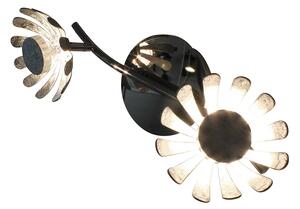 Nástenné LED svietidlo Bloom, 2-plameňové striebro