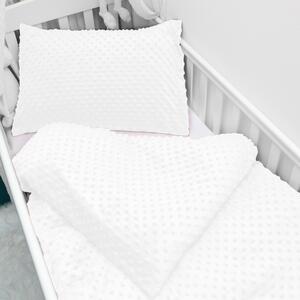 Biante Detské posteľné obliečky do postieľky Minky TOP 3D bodky MKP-059 Biele Do postieľky 90x140 a 40x60 cm