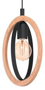 Závesná lampa Basildon z dreva/ocele, 1-plameňová