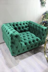 Zelená exkluzívna zamatová 1-sedačka OLIVIA 112cm