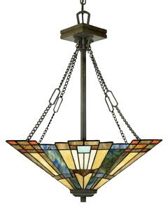 Závesná lampa Inglenook s farebným sklom, D 45 cm