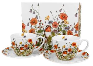 Porcelánová šálka s podšálkou Wild Birds 280 ml sada 2ks