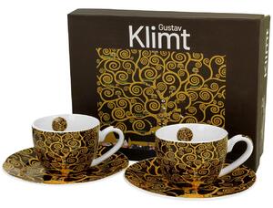Porcelánová šálka s podšálkou Klimt Tree Of Life 90 ml sada 2ks