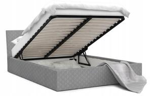 DOBRESNY Luxusná manželská posteľ VEGAS šedá 160x200 z eko kože s kovovým roštom