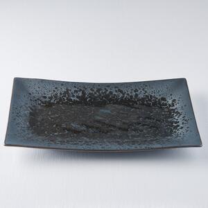 Čierno-sivý keramický servírovací tanier Mij Pearl, 33 x 19 cm