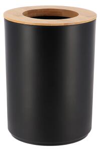 Odpadkový kôš Besson, čierna/s drevenými prvkami, 5L