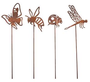 Zapichovacia záhradná dekorácia Bugs, sada 4ks, 38 cm, kov, hnedá BT