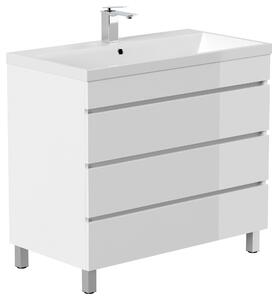 SKRINKA S UMÝVADLOM, biela s vysokým leskom, biela s vysokým leskom, 90 cm MID.YOU - Kúpeľňové skrinky, Online Only