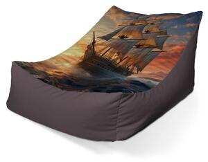 Sablio Sedací vak Lounge Plachetnica vo vlnách pri východe slnka - 80 x 95 x 50 cm