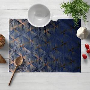 Biante Zamatové prestieranie na stôl Isabela IBL-011 Rose Gold trojuholníky na kráľovsky modrom 30x40 cm