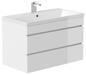 SKRINKA S UMÝVADLOM, biela s vysokým leskom, biela s vysokým leskom, 90 cm MID.YOU - Kúpeľňové skrinky, Online Only