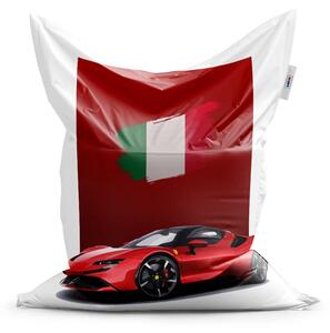 Sablio Sedací vak Ferrari Talianska vlajka na červenom bloku - 150x100 cm