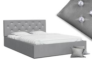 Luxusná manželská posteľ CRYSTAL šedá 180x200 s dreveným roštom