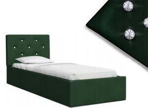 Luxusná manželská posteľ CRYSTAL tmavo zelená 90x200 s kovovým roštom