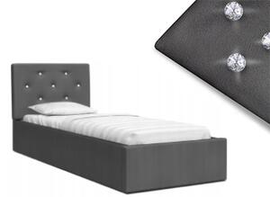 Luxusná manželská posteľ CRYSTAL grafit 90x200 s kovovým roštom
