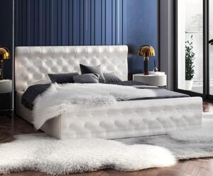 Luxusná posteľ CHICAGO TRINITY 140x200 s kovovým zdvižným roštom BIELA