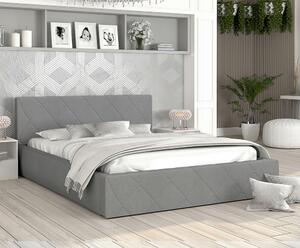 Luxusná posteľ CARO 90x200 s kovovým zdvižným roštom SIVÁ