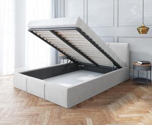 Čalúnená posteľ AMBER 120x200 Biela Trinity s úložným priestorom kovový rošt