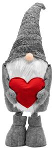 Vianočný škriatok 100 cm - šedý so srdiečkom - výškovo nastaviteľný