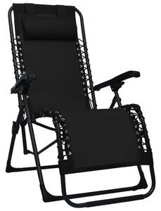Skladacie terasové stoličky 2 ks čierne textilénové