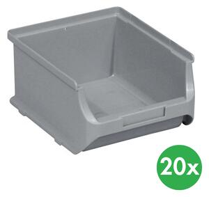 Plastové boxy PLUS 2B, 137 x 160 x 82 mm, sivé, 20 ks
