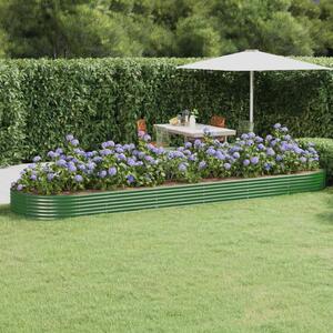 Vyvýšený záhradný záhon práškovaná oceľ 523x140x36 cm zelený