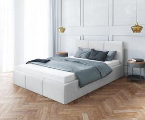Luxusná manželská posteľ AMBER 140x200 Biela Trinity s úložným priestorom a dreveným roštom