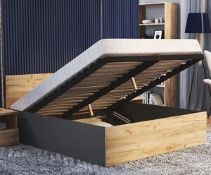 Manželská posteľ PANAMA 160x200 so zdvíhacím dreveným roštom SIVÁ DUB