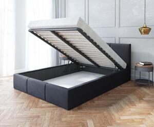 Luxusná manželská posteľ AMBER 140x200 Čierna Trinity s úložným priestorom a kovovým roštom
