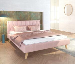 Manželská posteľ 160x200 cm MALMO TRINITY SVETLO RUŽOVÁ