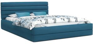 Luxusná manželská posteľ TOPAZ tyrkysová 160x200 semiš s kovovým roštom