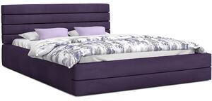 Luxusná manželská posteľ TOPAZ fialová 160x200 semiš s kovovým roštom