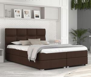 Luxusná posteľ SPRING BOX 140x200 s dreveným zdvižným roštom HNEDÁ