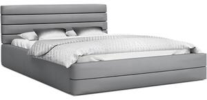 Luxusná manželská posteľ TOPAZ sivá 140x200 z eko kože s kovovým roštom