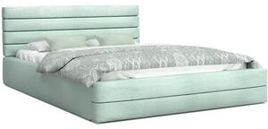 Luxusná manželská posteľ TOPAZ mätová 180x200 semiš s kovovým roštom