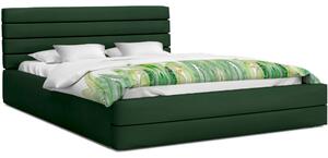 Luxusná manželská posteľ TOPAZ tmavo zelená 180x200 semiš s kovovým roštom