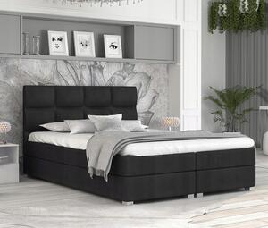 Luxusná posteľ SPRING BOX 140x200 sdreveným zdvižným roštom ČIERNA