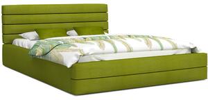 Luxusná manželská posteľ TOPAZ zelená 160x200 semiš s kovovým roštom