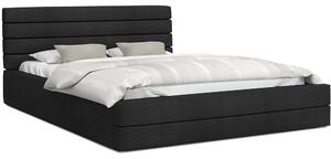 Luxusná manželská posteľ TOPAZ čierna 180x200 z eko kože s kovovým roštom
