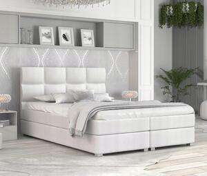 Luxusná posteľ SPRING BOX 160x200 s dreveným zdvižným roštom BIELA