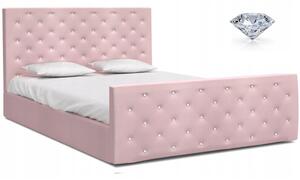 Čalúnená posteľ VIKI 160x200 Trinity ružová s kovovým roštom