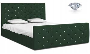 Čalúnená posteľ VIKI 180x200 Trinity tmavo zelená s kovovým roštom